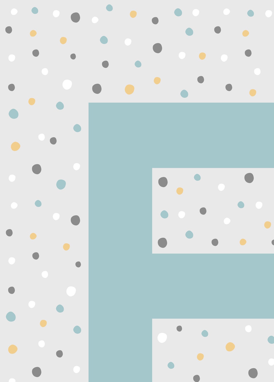 Letter E Monogram Mint Polka Dots Nursery Print Kids Wall Art - Image 2