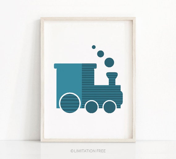 Train Nursery Wall Art Modern Nursery Print Baby Boy Nursery Art Transportation Art Instant Nursery Baby Boy Print