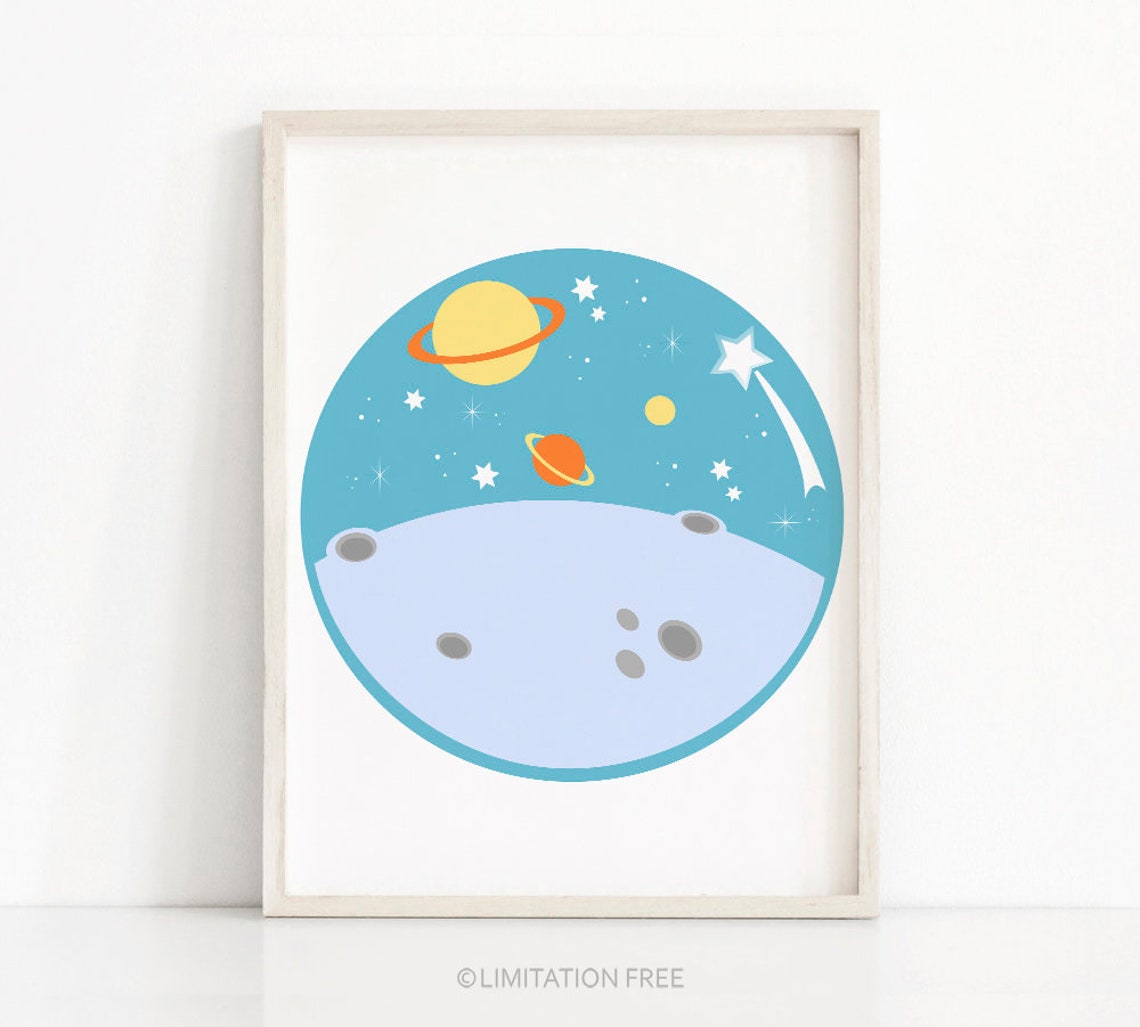 Outer Space Planets And Stars Kids Nursery Wall Poster Boys Room Decor