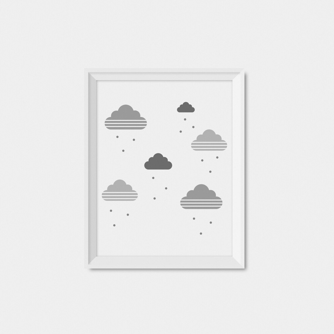Cloud Nursery Art Print, Gender Neutral Gray Decor - Image 2