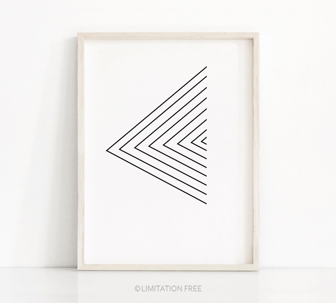 Black Chevron Lines Minimalist Abstract Wall Poster Modern Home Decor