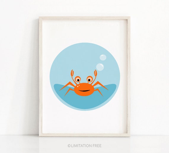 Crab Under The Sea Nursery Ocean Wall Art Print
