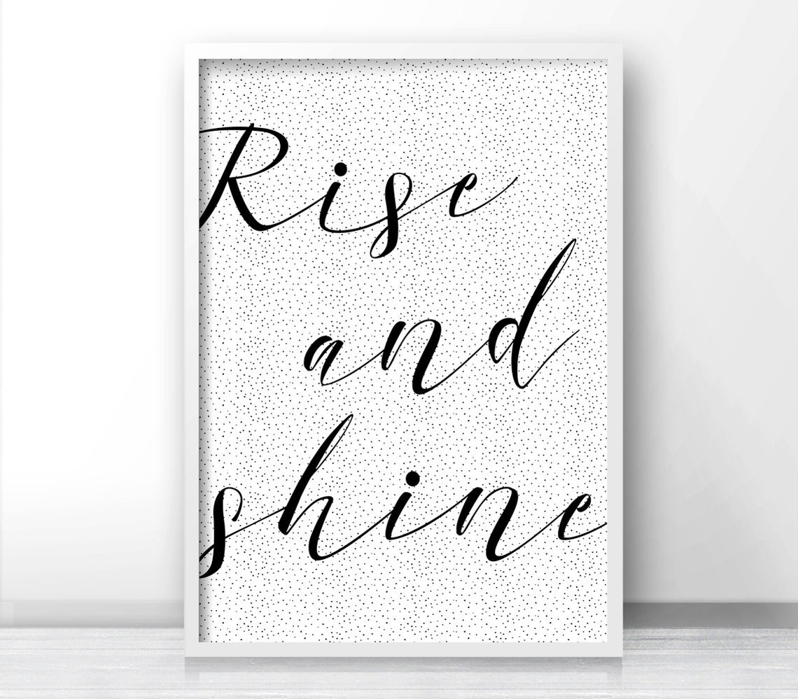 Rise And Shine Script Quote Confetti Dots Bedroom Wall Art Poster - Image 3