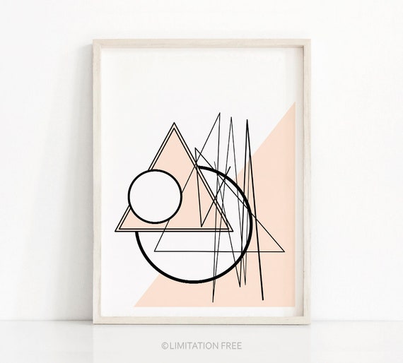 Abstract Geometric Wall Art Print Instant Art Art Modern Print Pink Decor Modern Wall Art Pink Art