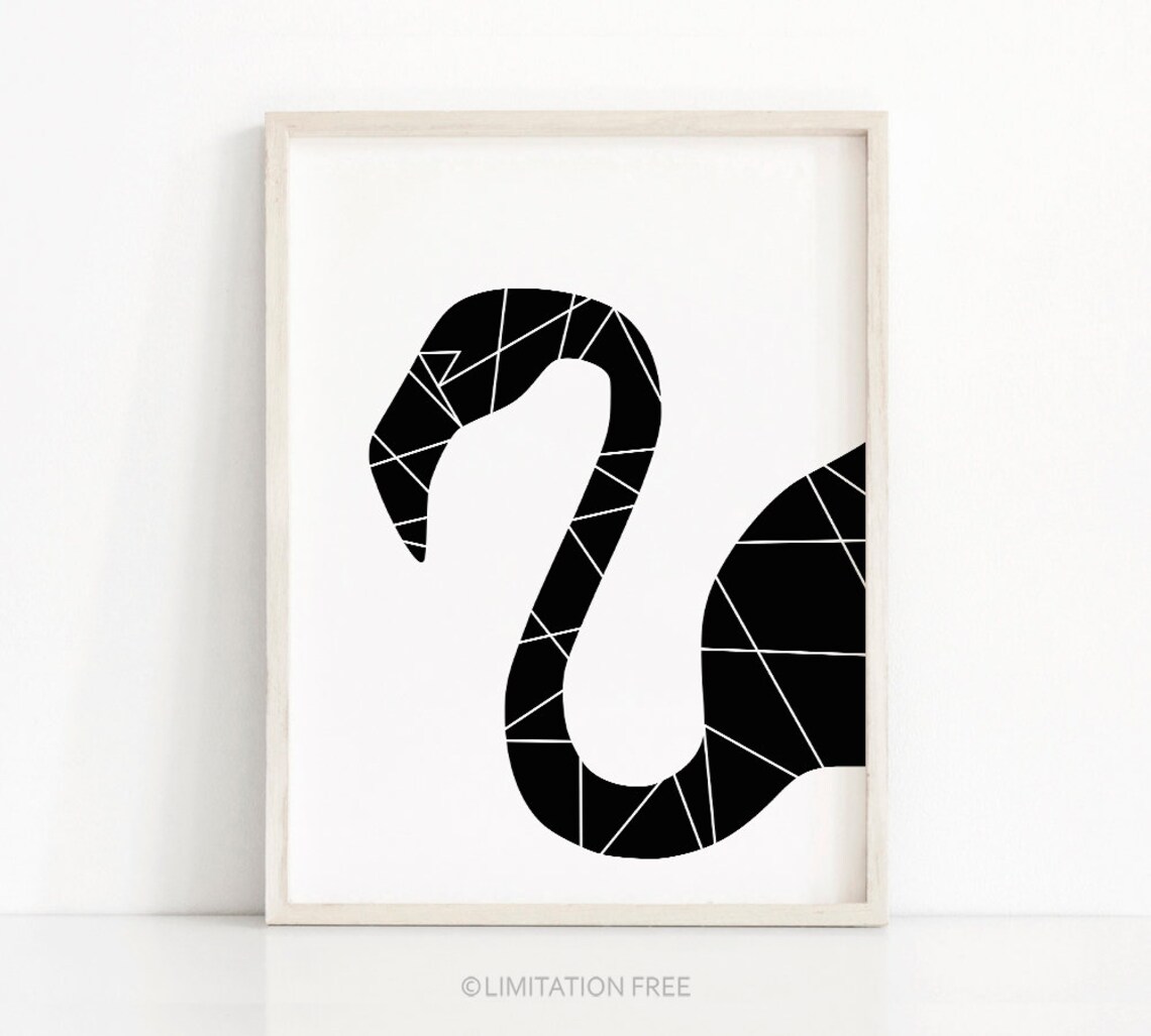 Flamingo Modern Art Print, Black and White Decor