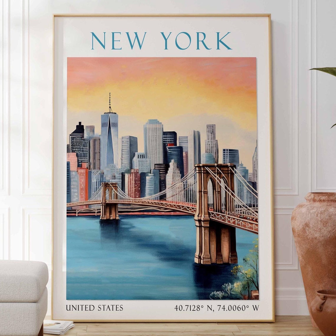 New York Print Brooklyn Bridge Art New York Poster New York Lover New York Art New York Print Travel Travel Print