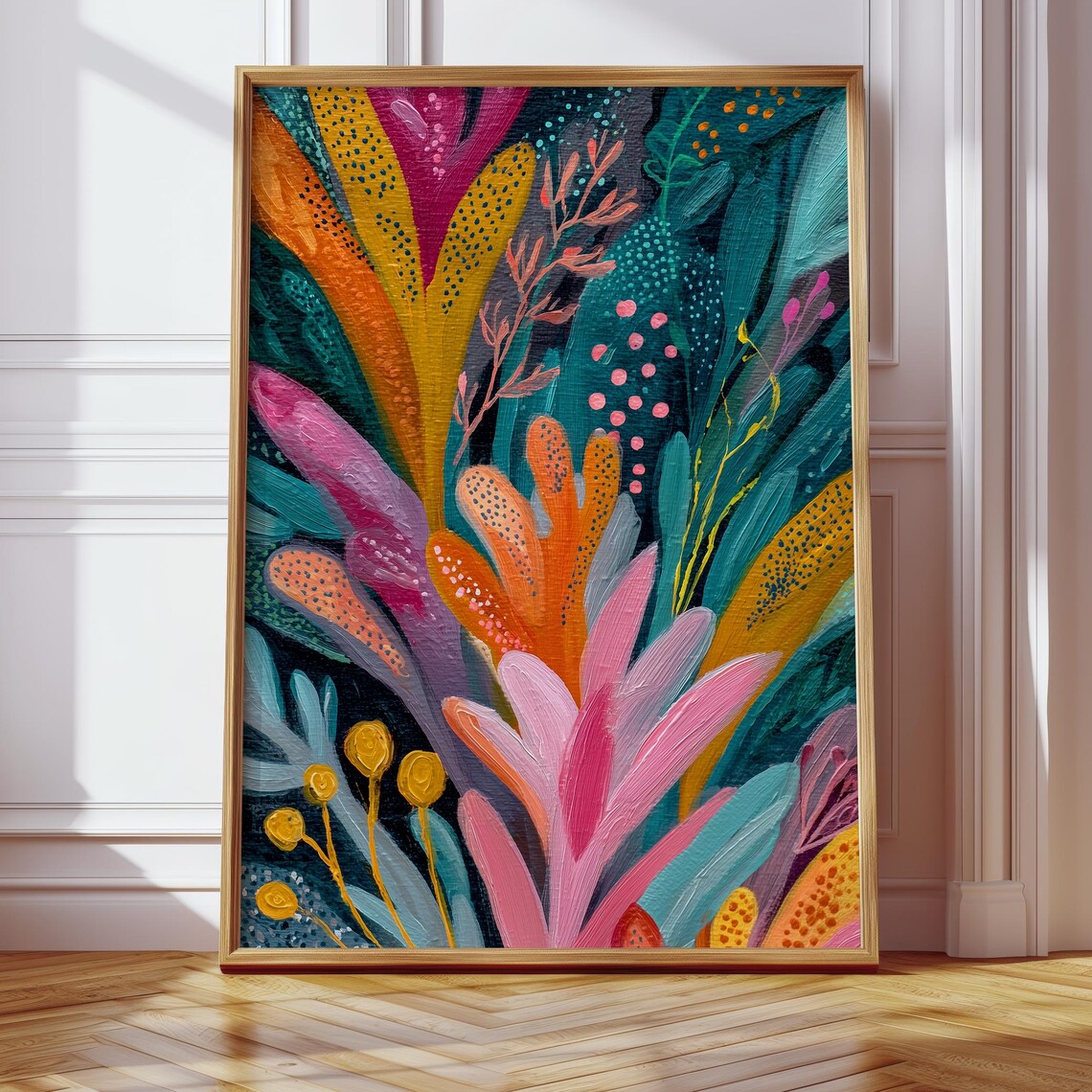 Whimsical Colorful Garden Botanical Abstract Floral Art Print