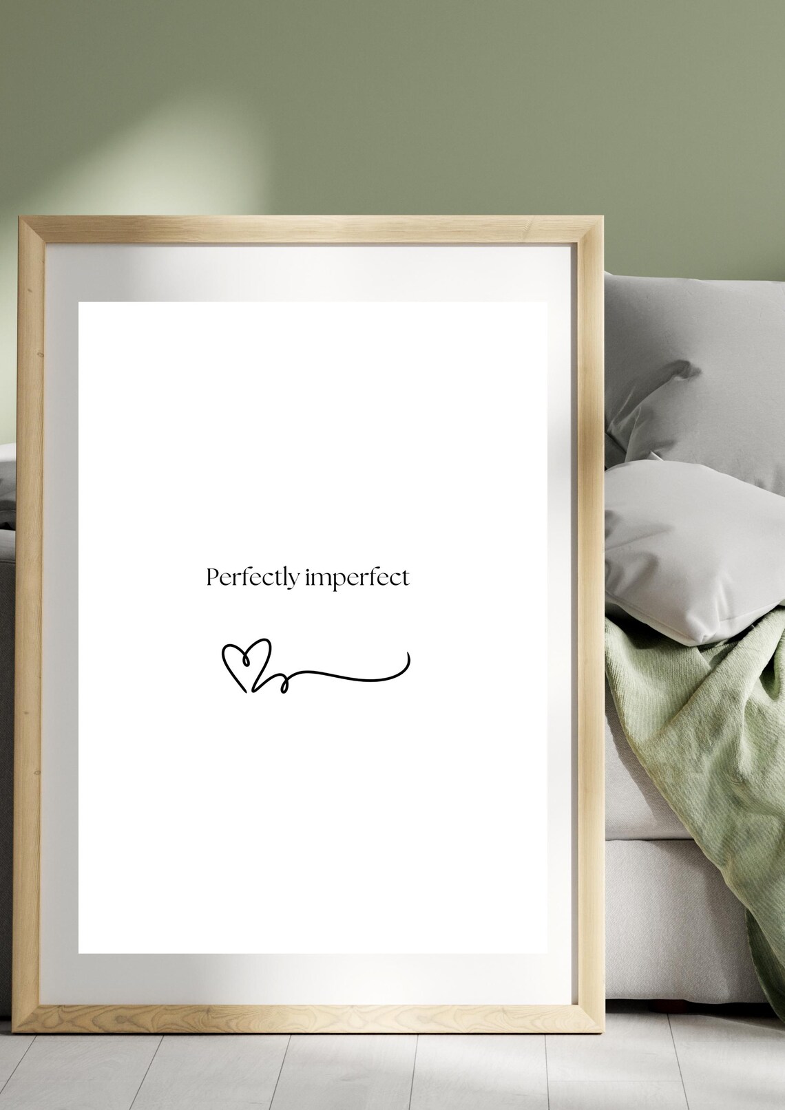 Perfectly Imperfect Heart Flourish Line Art Minimalist Quote Poster - Image 2