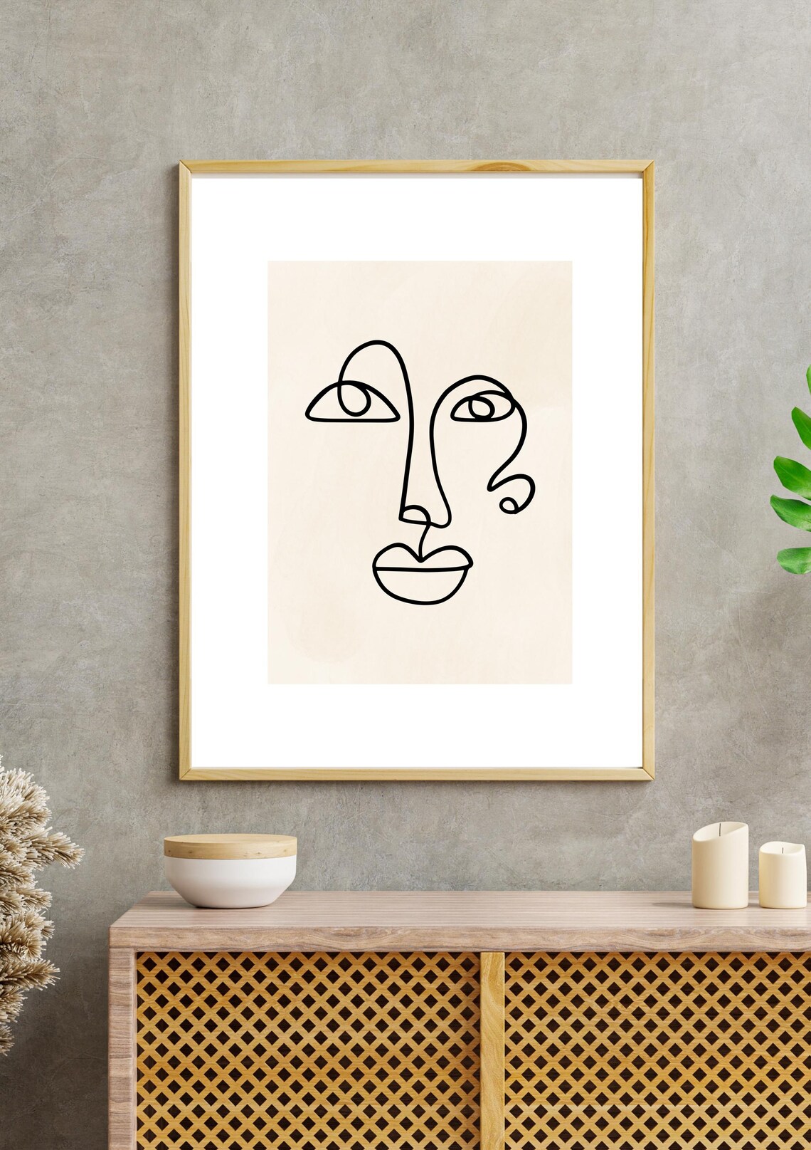 Abstract Face Line Art, Minimalist Boho Decor - Image 3