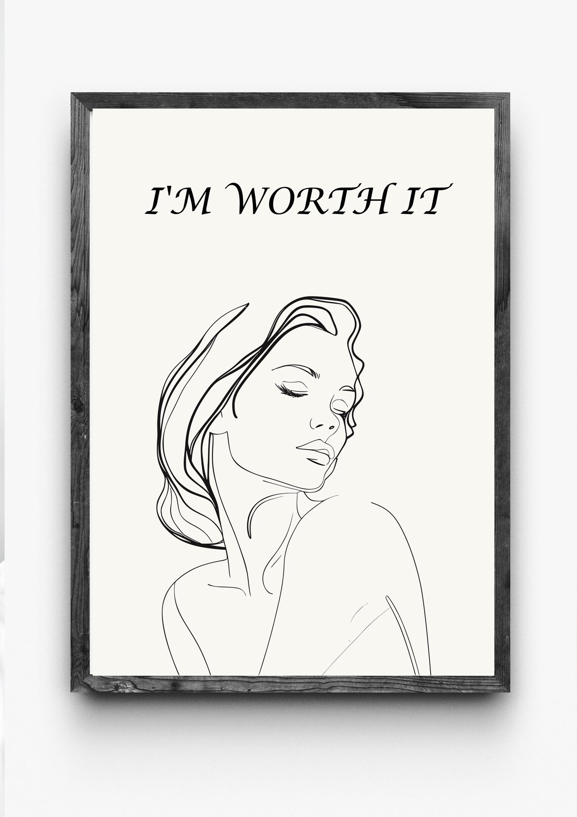 I'm Worth It Empowering Female Face Line Art Confidence Quote Poster - Image 3