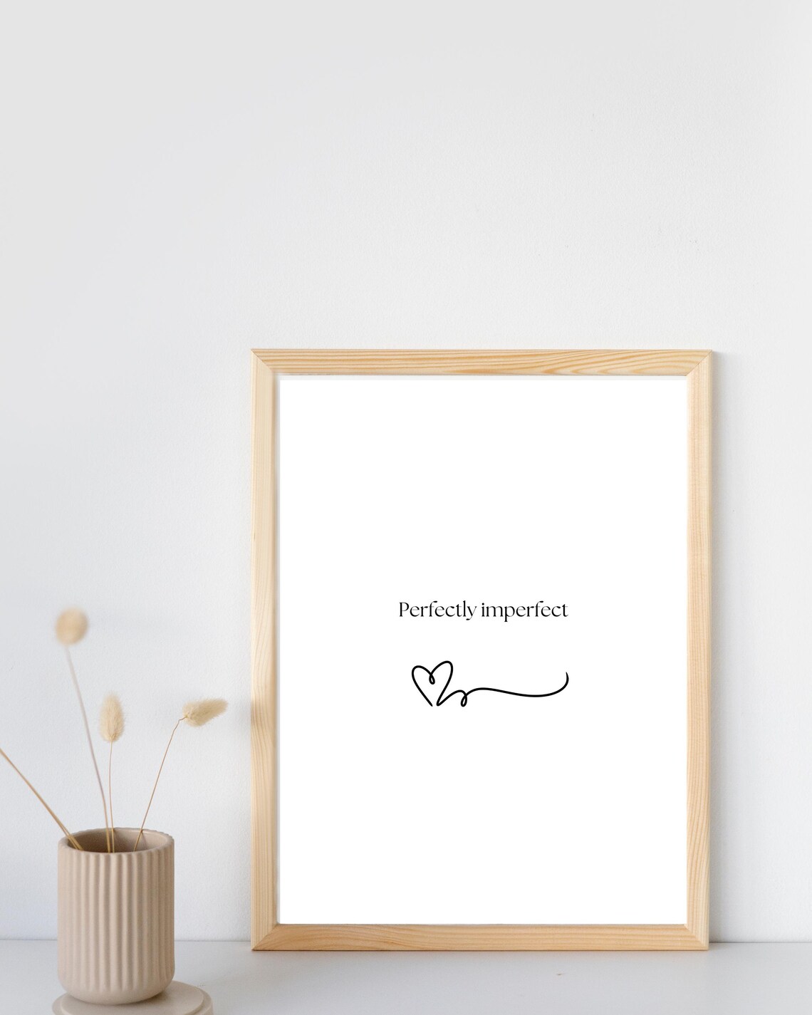 Perfectly Imperfect Heart Flourish Line Art Minimalist Quote Poster - Image 3