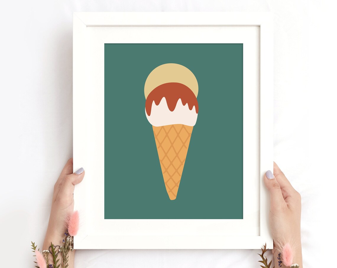 Ice Cream Print Ice Cream Lover Home Decor Kitchen Poster Cute Modern Summer Boho Print Nursery Print Instant