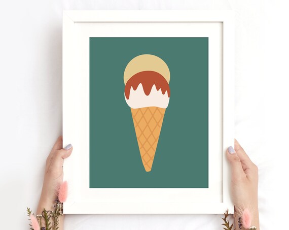 Ice Cream Cone Retro Summer Kitchen Sweet Treat Boho Minimal Poster