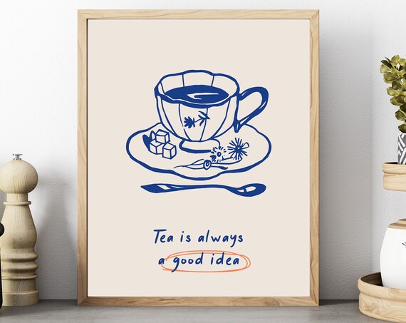 Tea Teacup Food Wall Art Modern Style Posters With Food Vintage Food Poster Kitchen Wall Art Kitchen Decor Modern Food Print