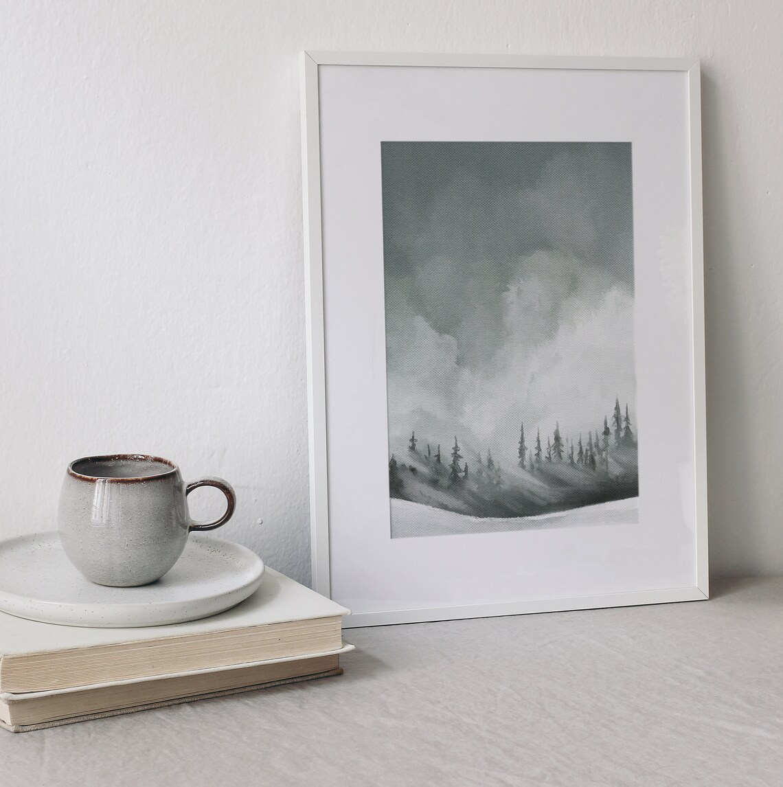 Stormy Winter Forest Landscape Art Print, Poster - Image 4