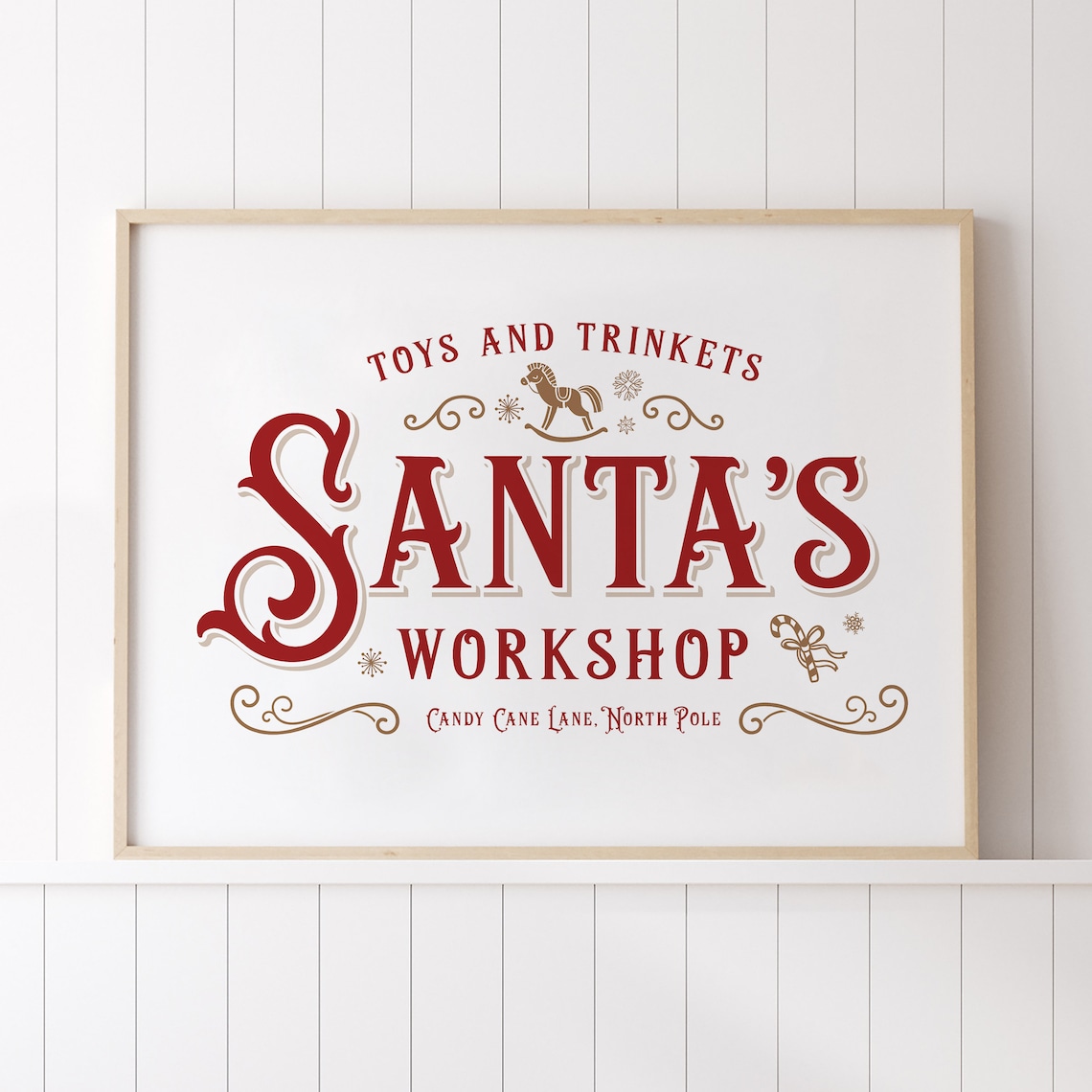 Vintage Christmas Santa's Workshop Art Print