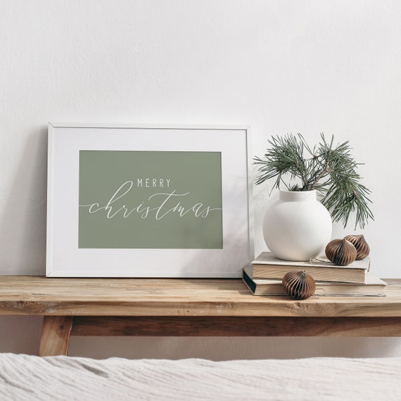 Merry Christmas Holiday Poster, Mantel Decor