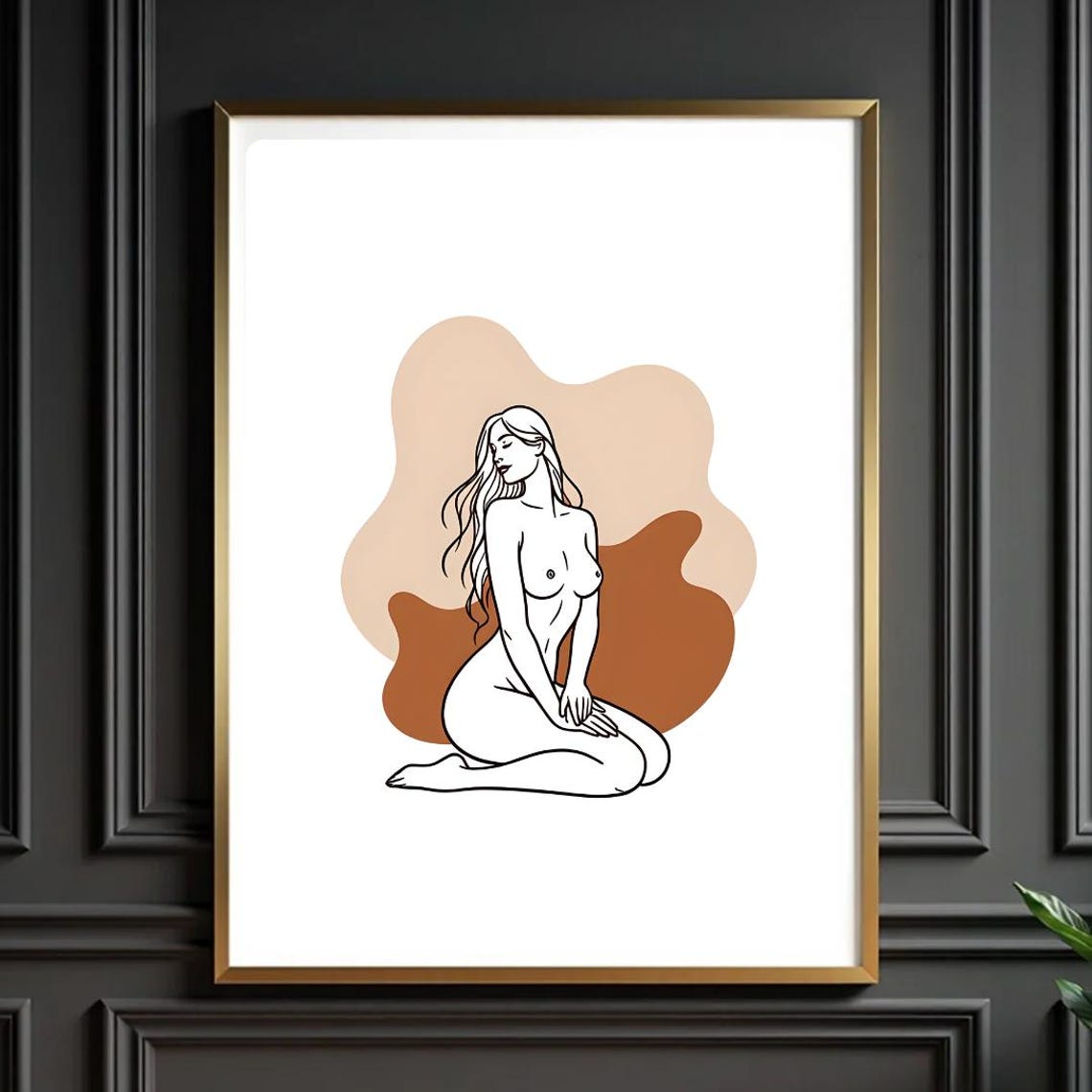 Boho Nude Woman Line Art Minimalist Female Wall Abstract For Modern Home Decor Bedroom