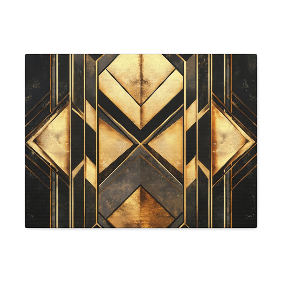 Art Deco Black Gold Diamond Chevron 1920s Bold Geometric Wall Poster - Image 3