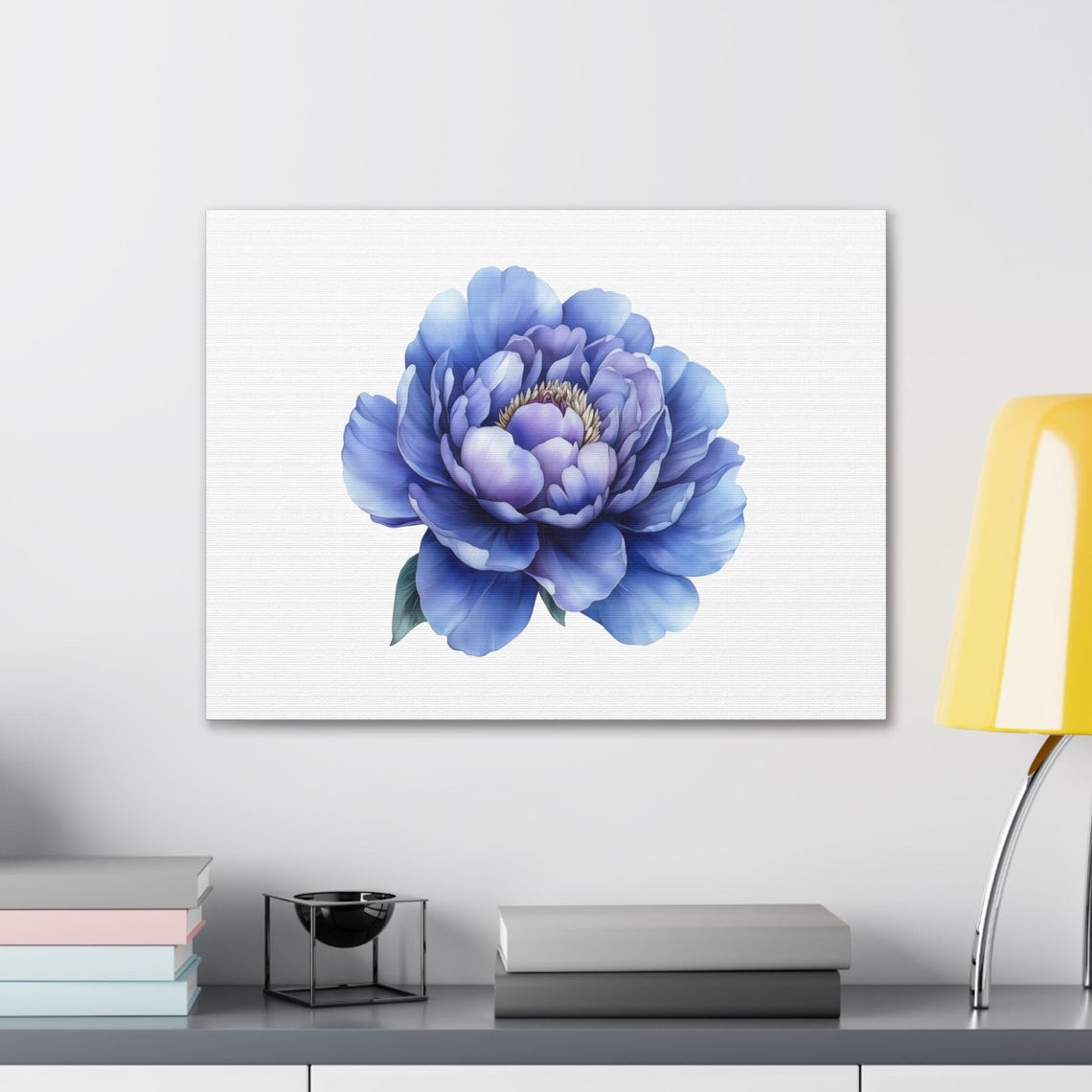Lavender Blue Peony Watercolor Flower Minimalist Botanical Wall Art - Image 2