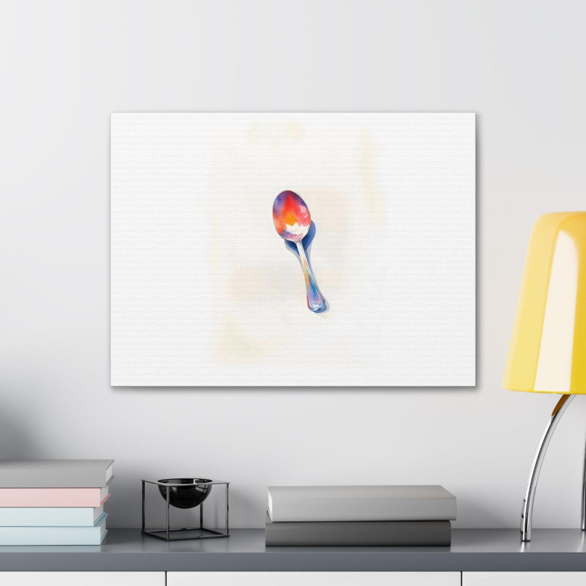 Rainbow Spoon Watercolor Splash Minimalist Kitchen Utensil Art Poster - Image 3