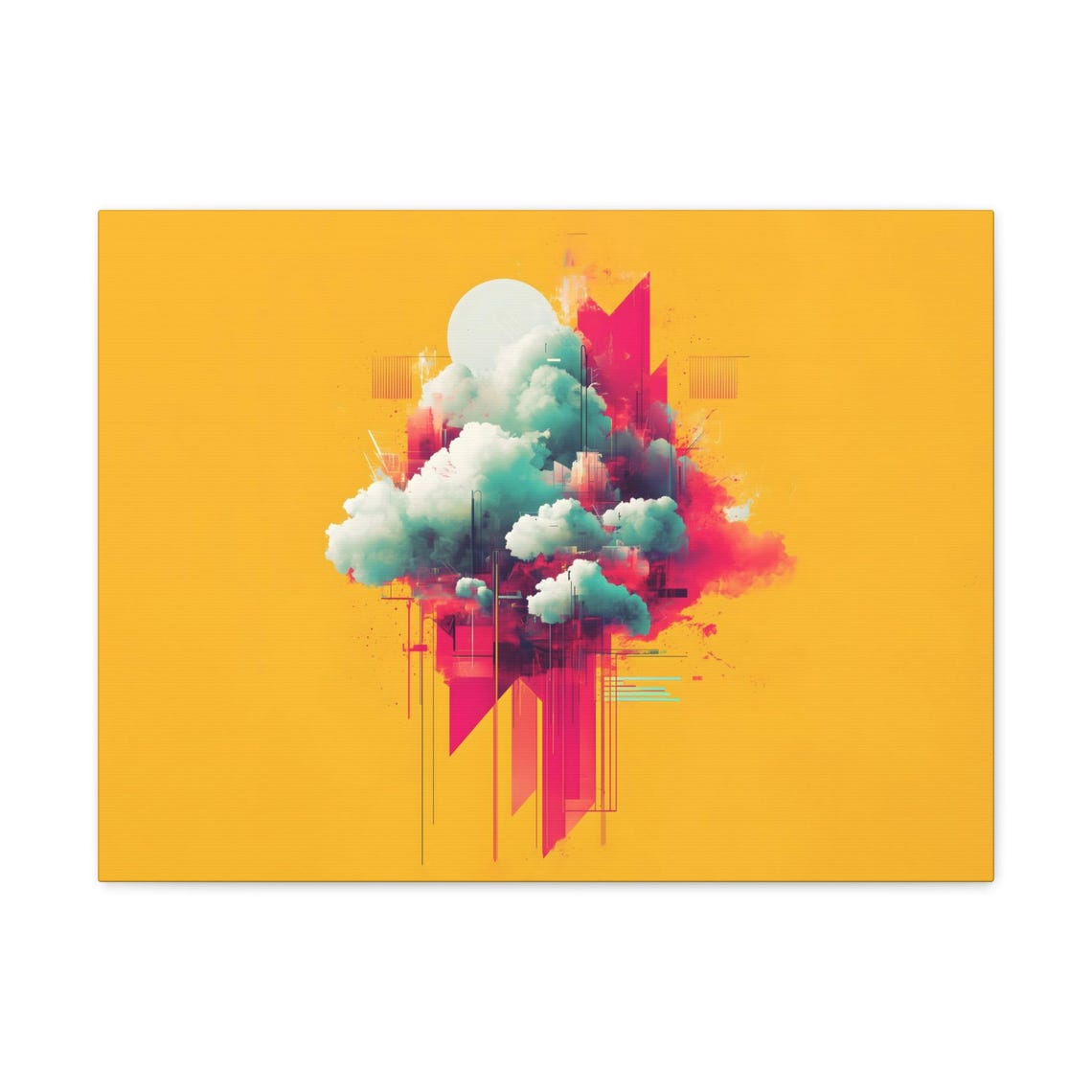 Golden Yellow Abstract Cloud Collage Geometric Modern Wall Poster - Image 3
