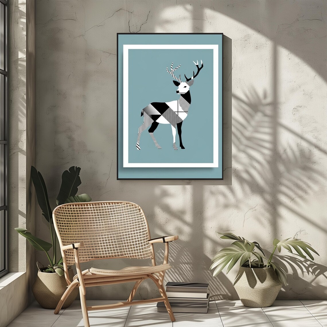 Geometric Deer Wall Art Poster Modern Home Decor Minimalist Print Unique Gift For Nature Lovers Scandinavian Style Decoration