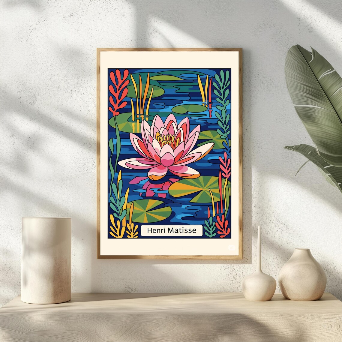 Henri Matisse Style Pink Water Lily Pond Modern Floral Art Print