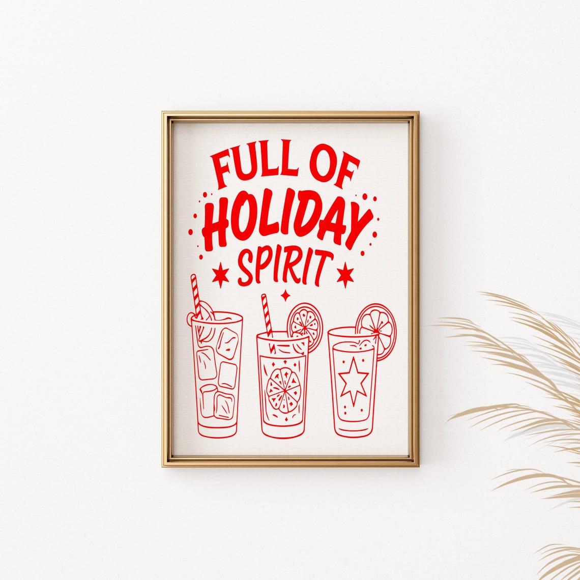Full Of Holiday Spirit Poster Christmas Cocktail Wall Art Festive Drink Print Holiday Decor Christmas Decoration Winter Season Art - Image 2
