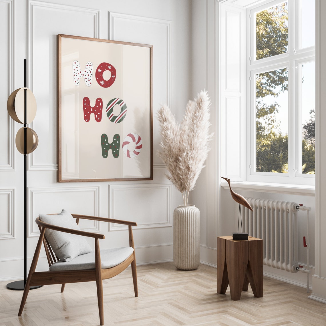 Ho Ho Ho Christmas Pattern Letters Poster Colorful Holiday Wall Decor - Image 2