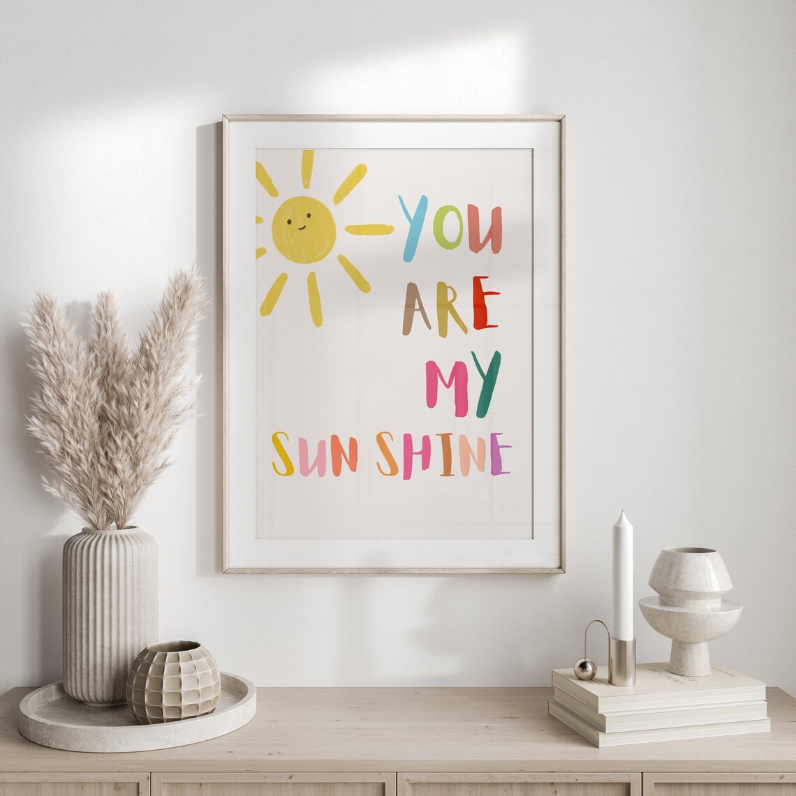You Are My Sunshine Kids Room Nursery Colorful Quote Wall Decor Poster - Image 2
