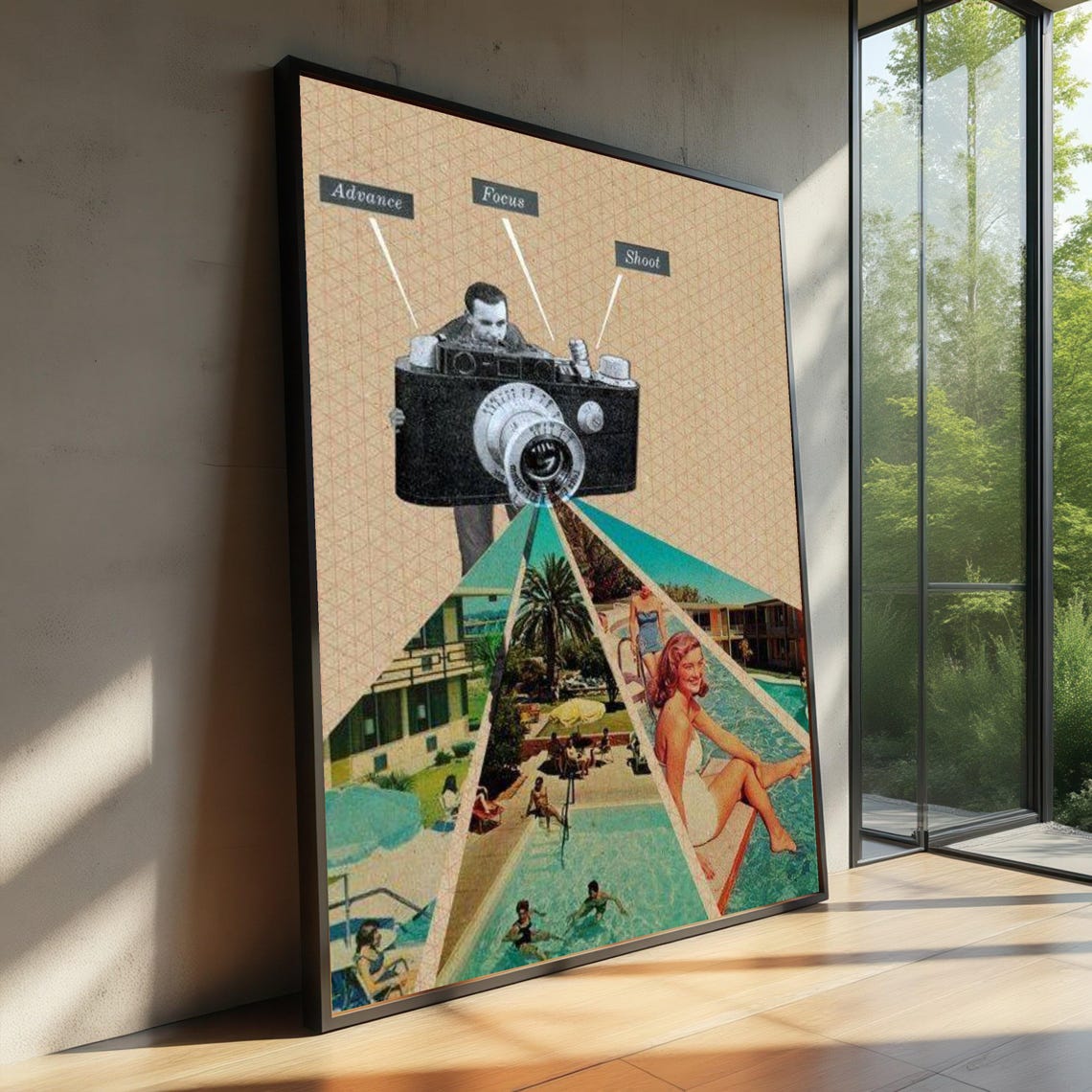 Advance Focus Shoot Vintage Camera Collage Retro Photo Lover Poster