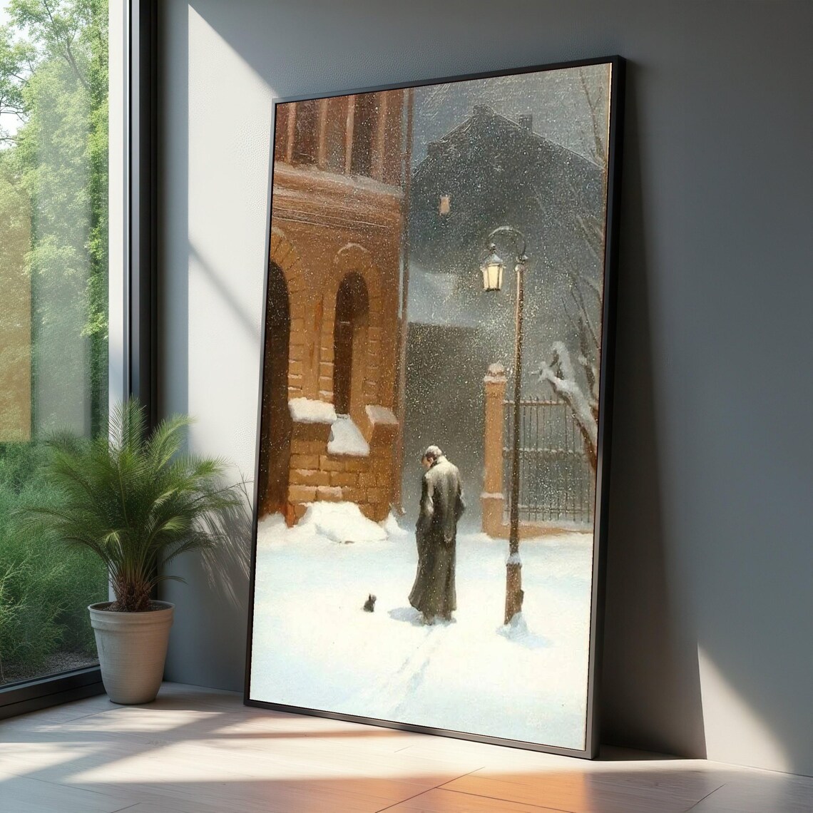 Winter Street Scene, Vintage Urban Landscape Art Print