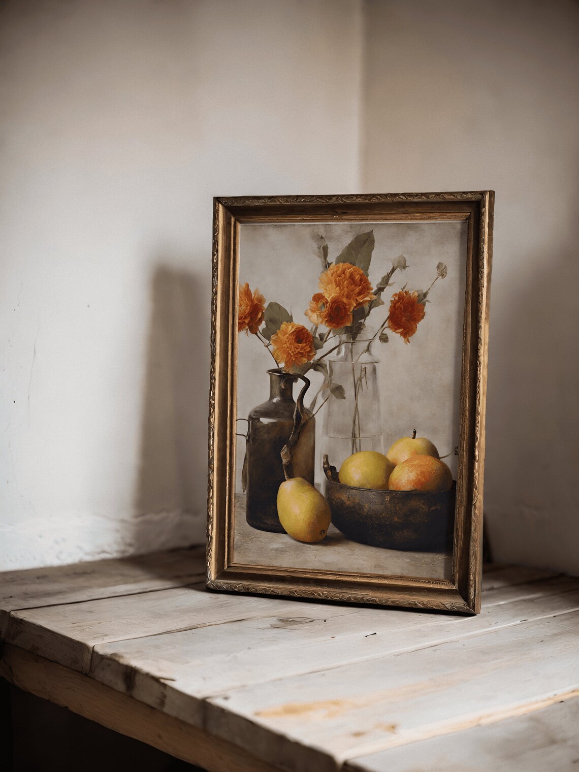 Still Life Vintage Oil Painting, Kitchen Decor