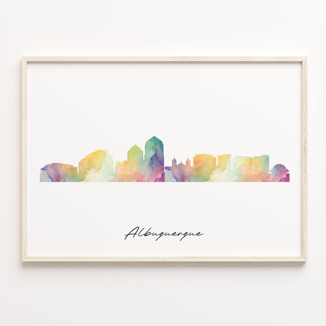 Albuquerque New Mexico Watercolor Skyline Cityscape Travel Gift Poster