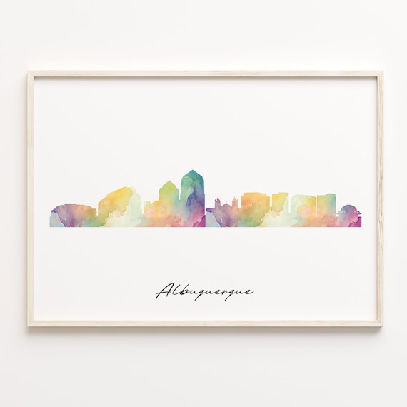 Albuquerque New Mexico Watercolor Skyline Cityscape Travel Gift Poster
