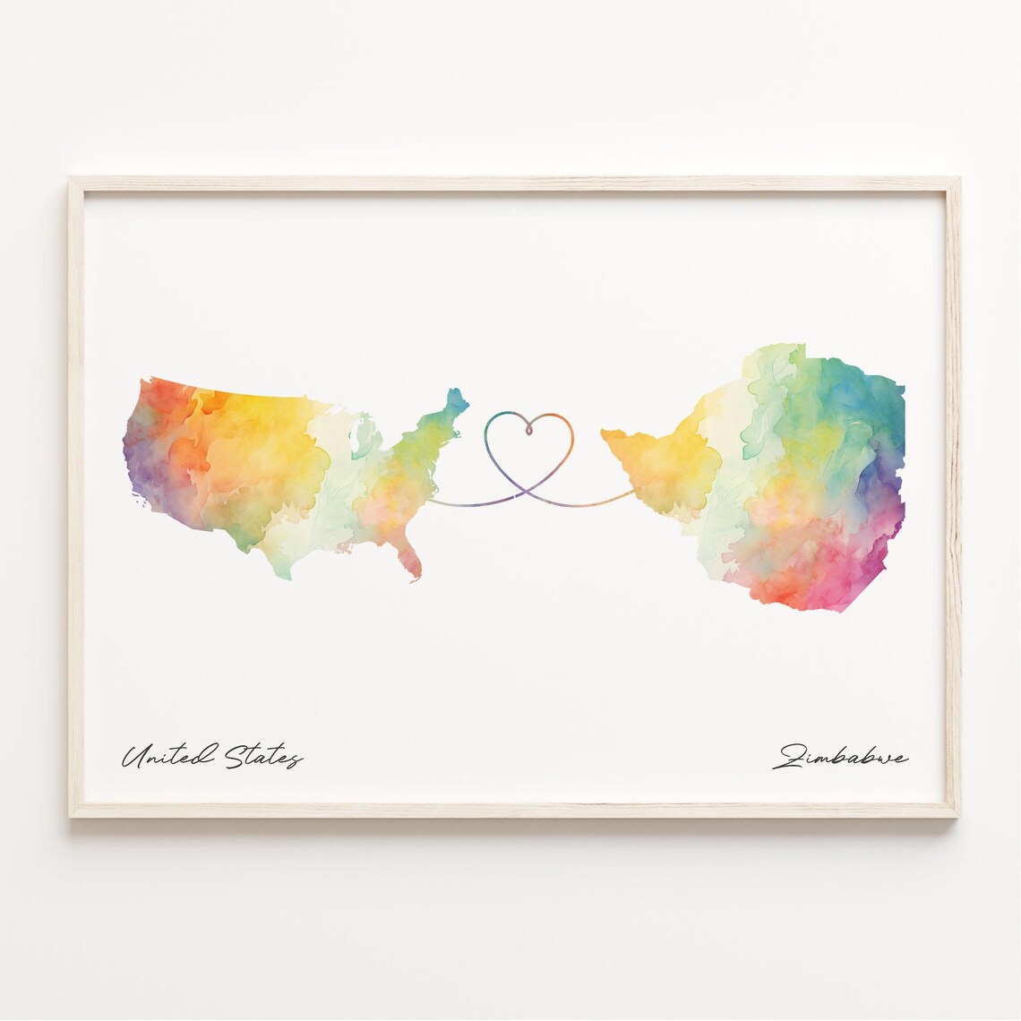 Zimbabwe Watercolor Map Poster, Travel Abroad Print