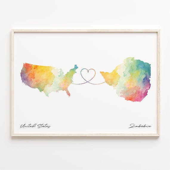 Zimbabwe Watercolor Map Poster, Travel Abroad Print