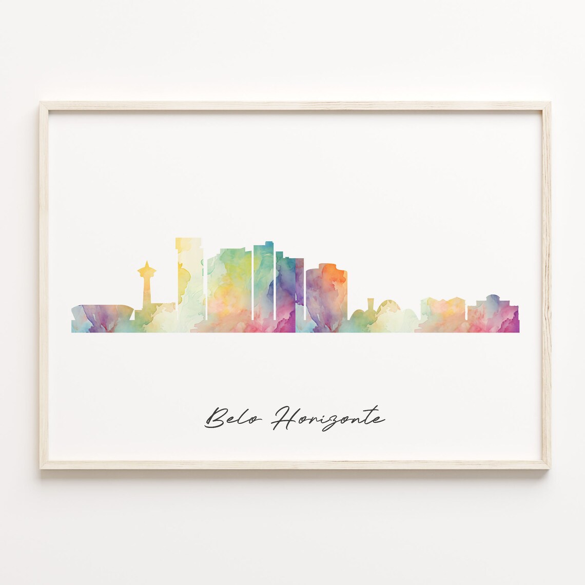 Belo Horizonte Brazil Watercolor Skyline Cityscape Art Poster