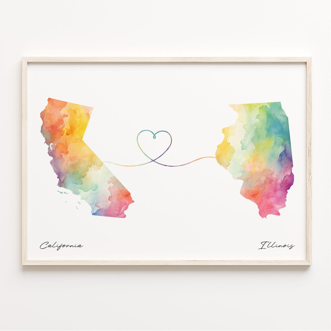 Illinois Watercolor Map Poster, Travel Wall Art