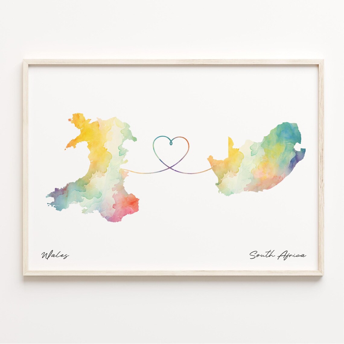 Wales to South Africa Watercolor Map Travel Poster