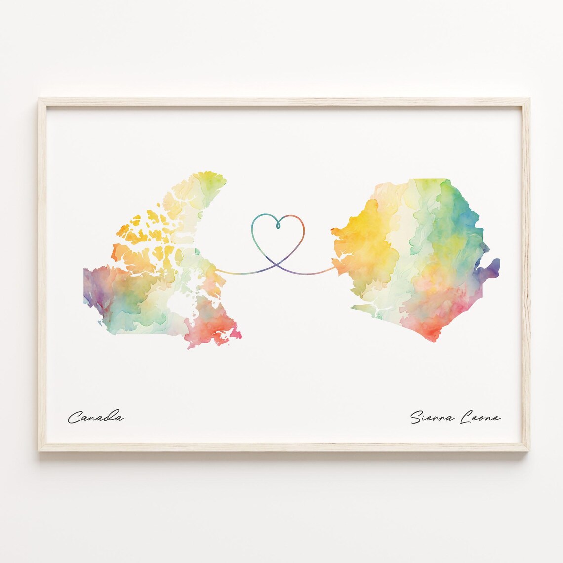 Canada to Sierra Leone Watercolor Map Poster