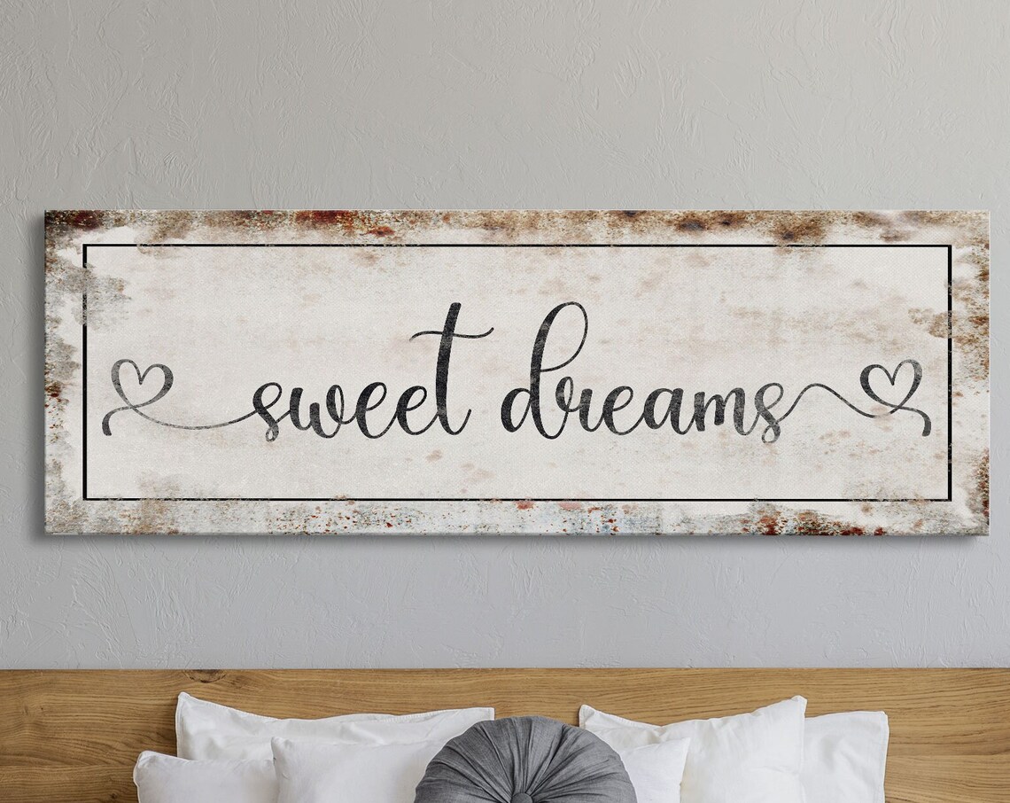 Sweet Dreams Bedroom Sign, Distressed Wall Art Print