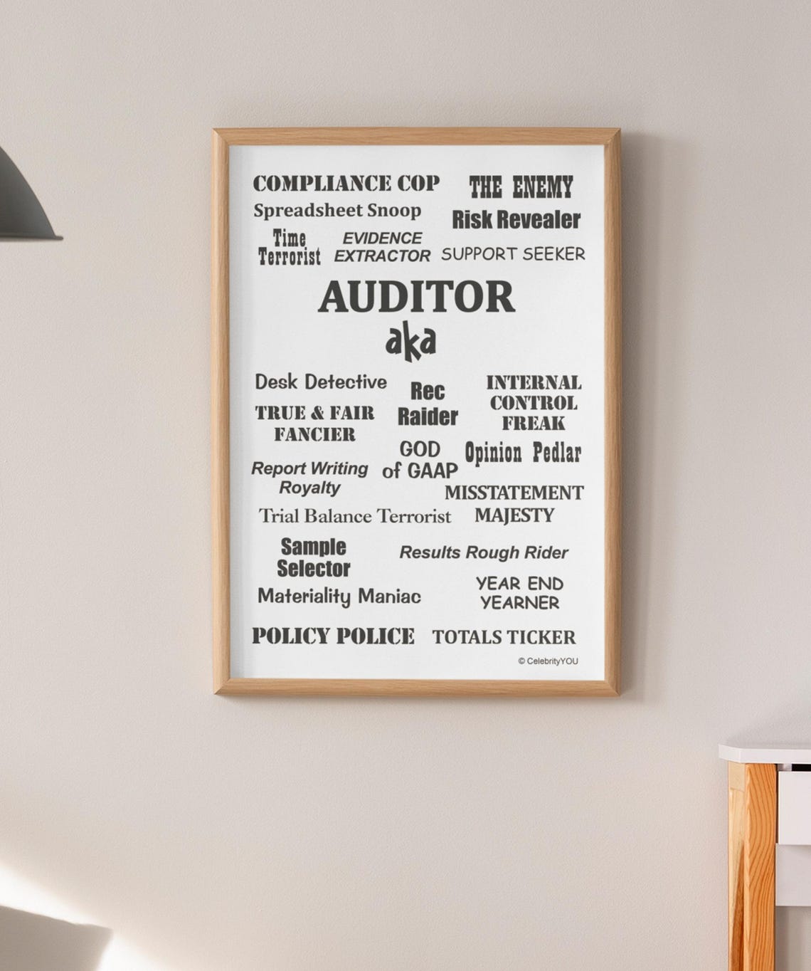 Auditor AKA Funny Nicknames Definition Typographic Office Poster - Image 3