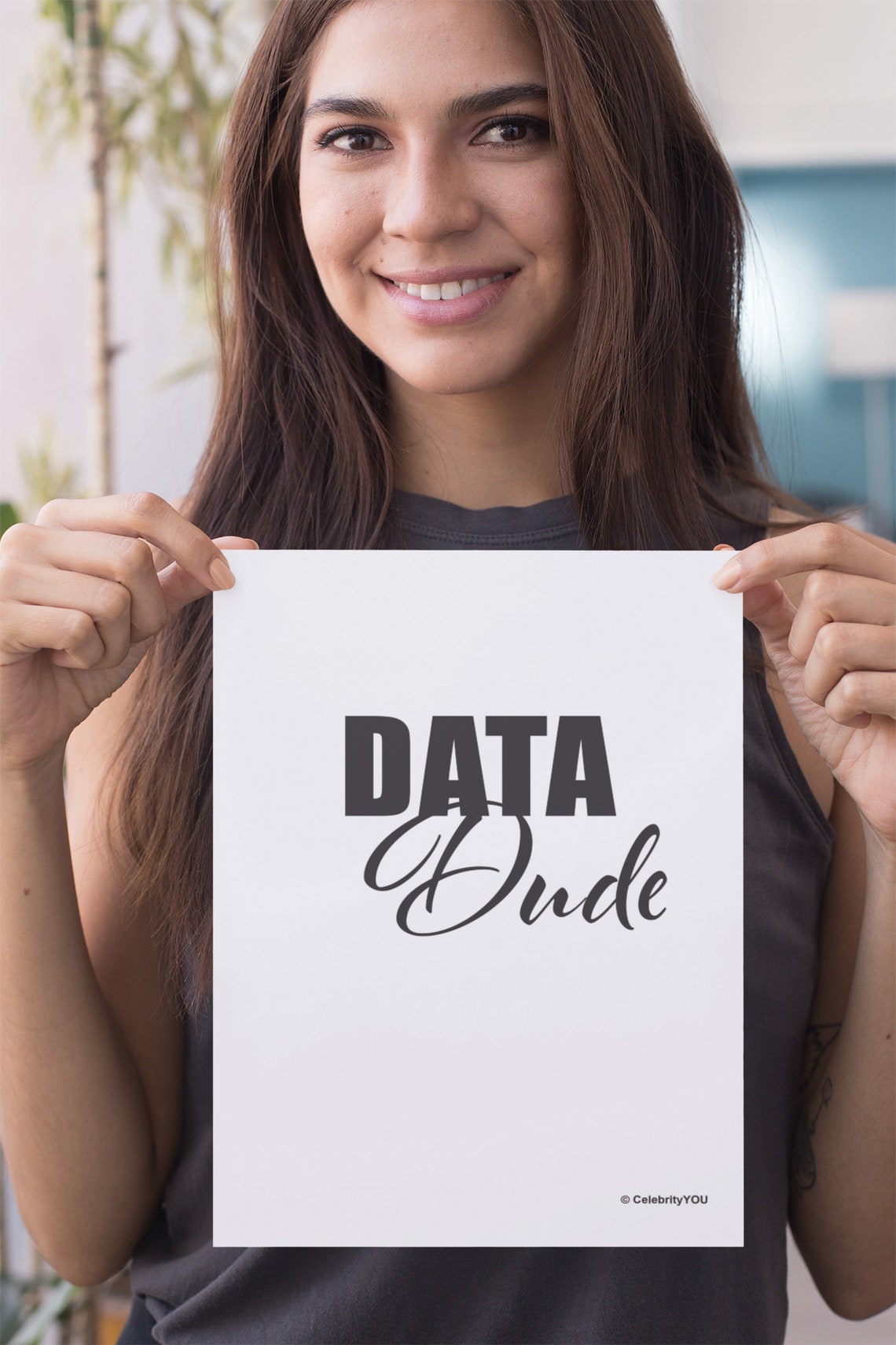 Data Dude Bold Typography Data Analyst Nerd Office Gift Wall Art - Image 2