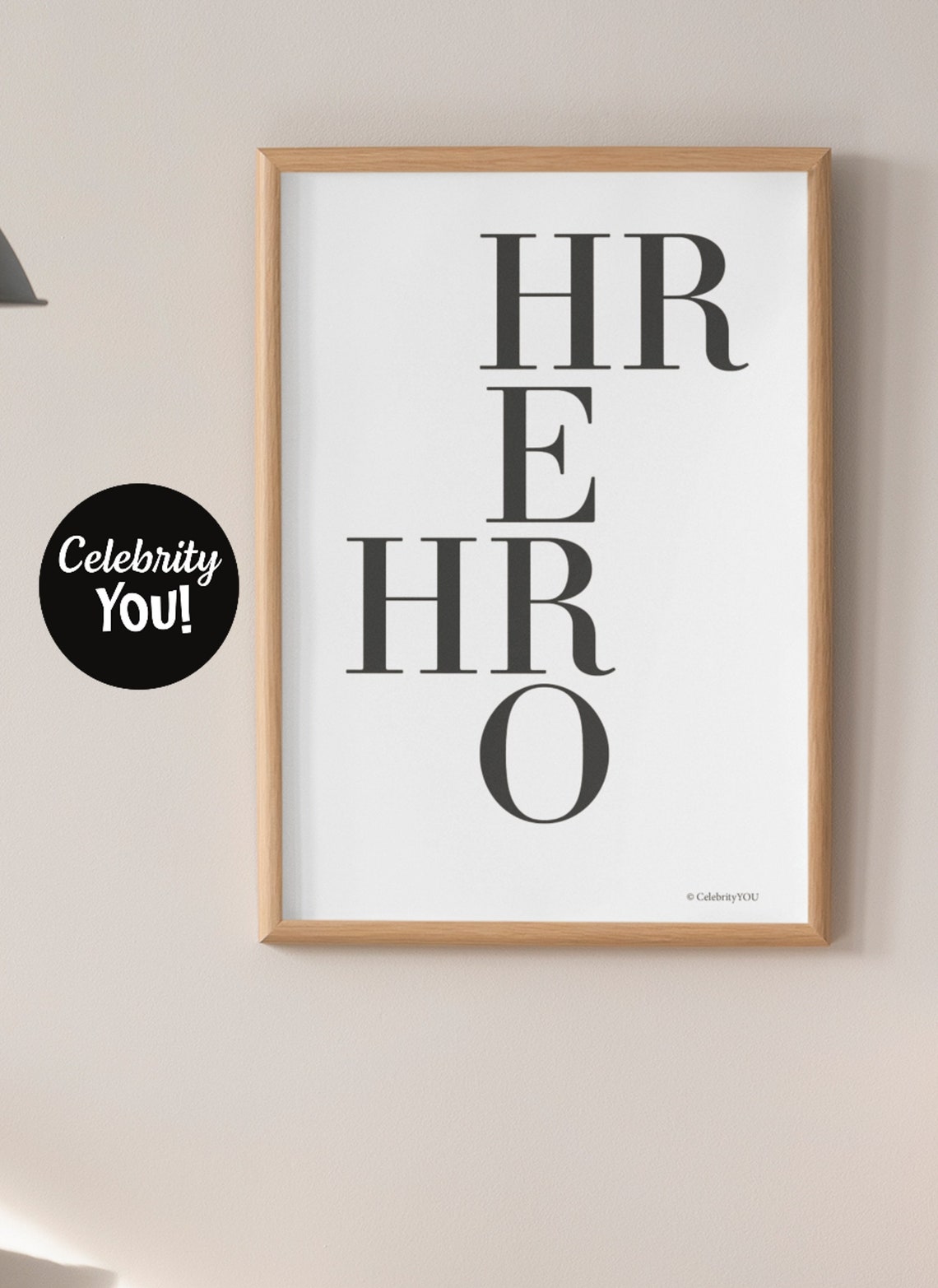HR Hero Bold Stacked Lettering Human Resources Gift Wall Art - Image 3