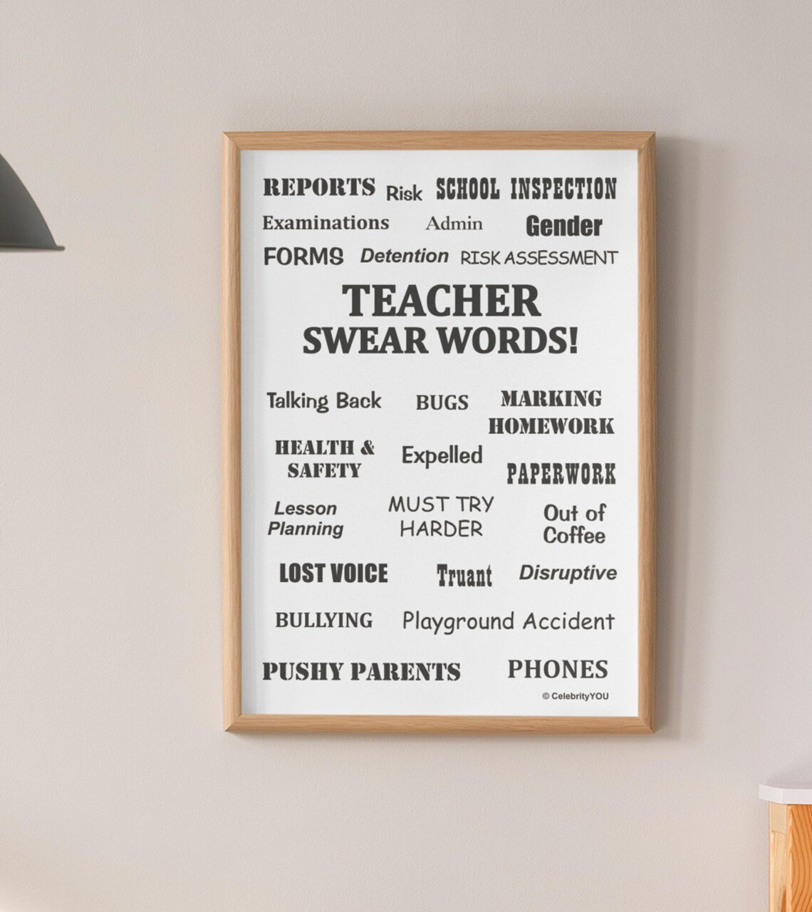 Teacher Swear Words Humor Home Office Wall Art Print - Image 3
