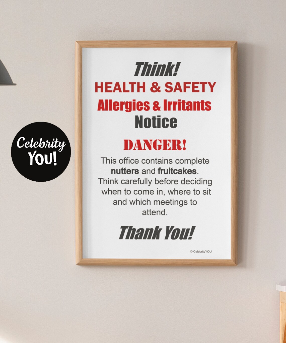 Health and Safety Danger Notice Funny Office Spoof Sign Poster - Image 3
