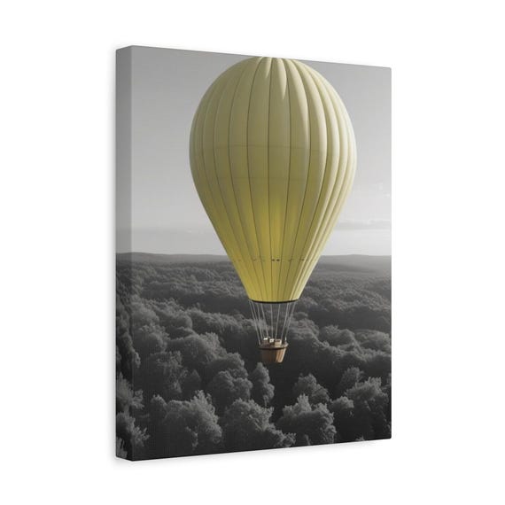 Yellow Hot Air Balloon Wall Artminimalist Aerial Forest Print Moody Nature Photographymodern Travelthemed Poster For Home Dcorsoarone