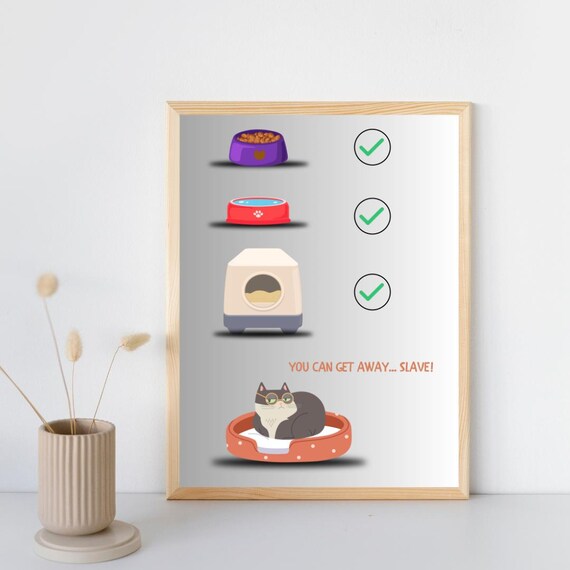 Funny Cat Servant Checklist Task List Humor Cat Lover Poster